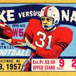 1957 Duke vs. Navy Football Ticket Stub Wall Art
